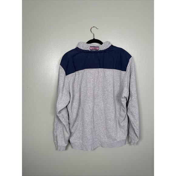 Vineyard Vines Collegiate Quarter Zip Gray With Navy Sweatshirt Men's Size Large - Picture 2 of 9